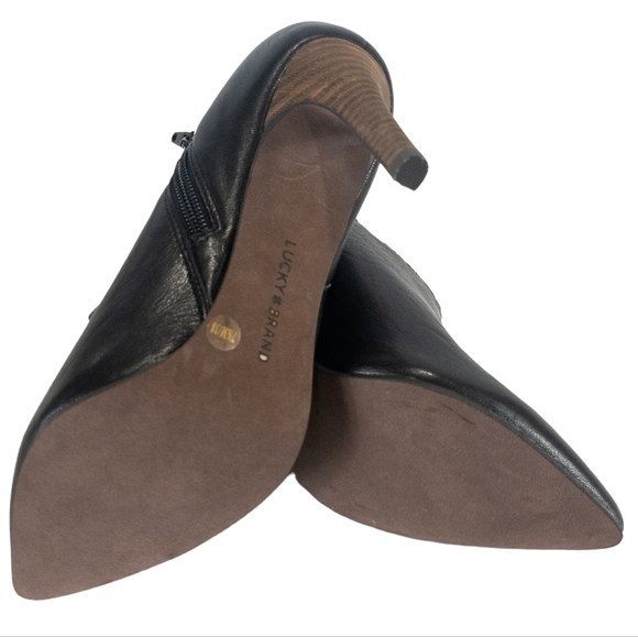 Lucky Brand Tirae Pointed-toe Leather Shootie Black -7.5 - Picture 4 of 4